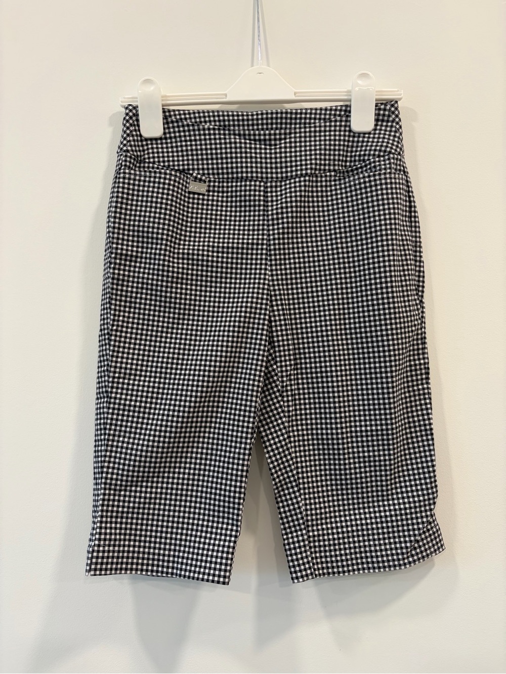 Lulu-B Black White Gingham Pedal Pusher Capri Pants Size 8 Stretch Pull On